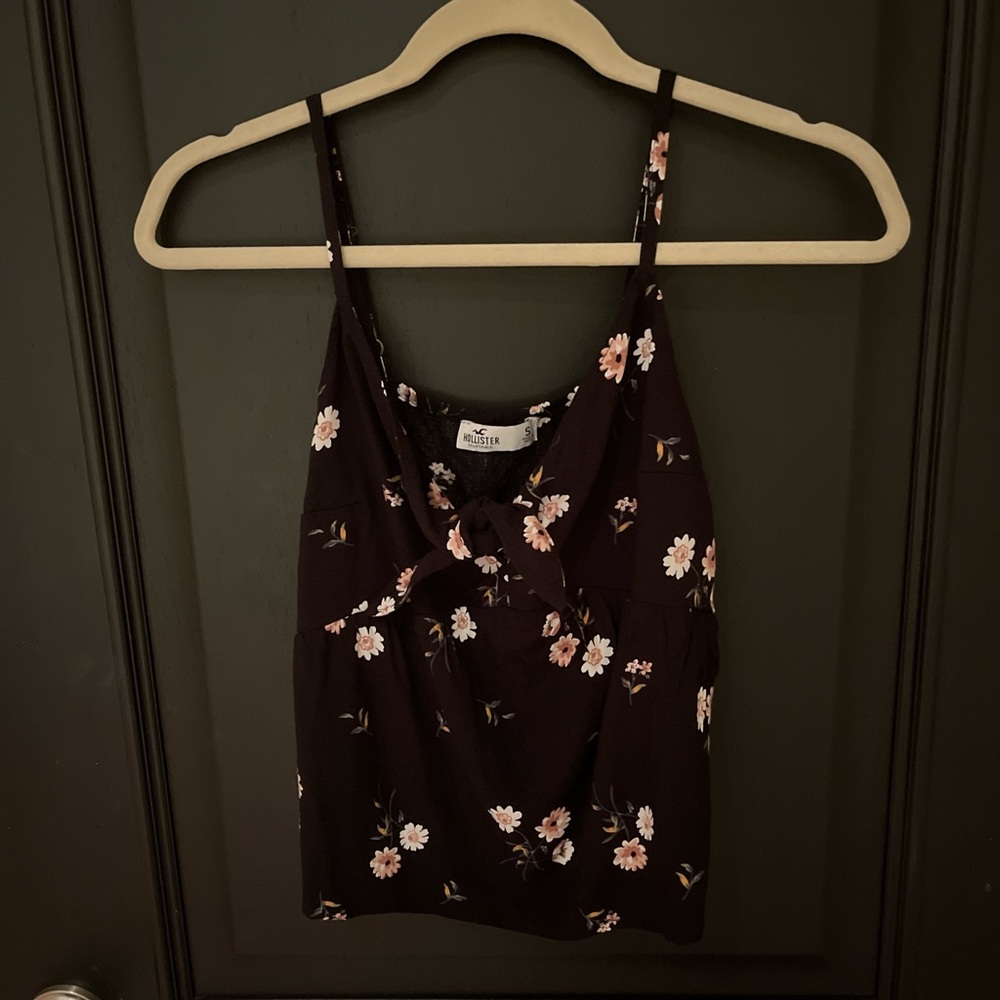 Floral Black Spaghetti Strap Top